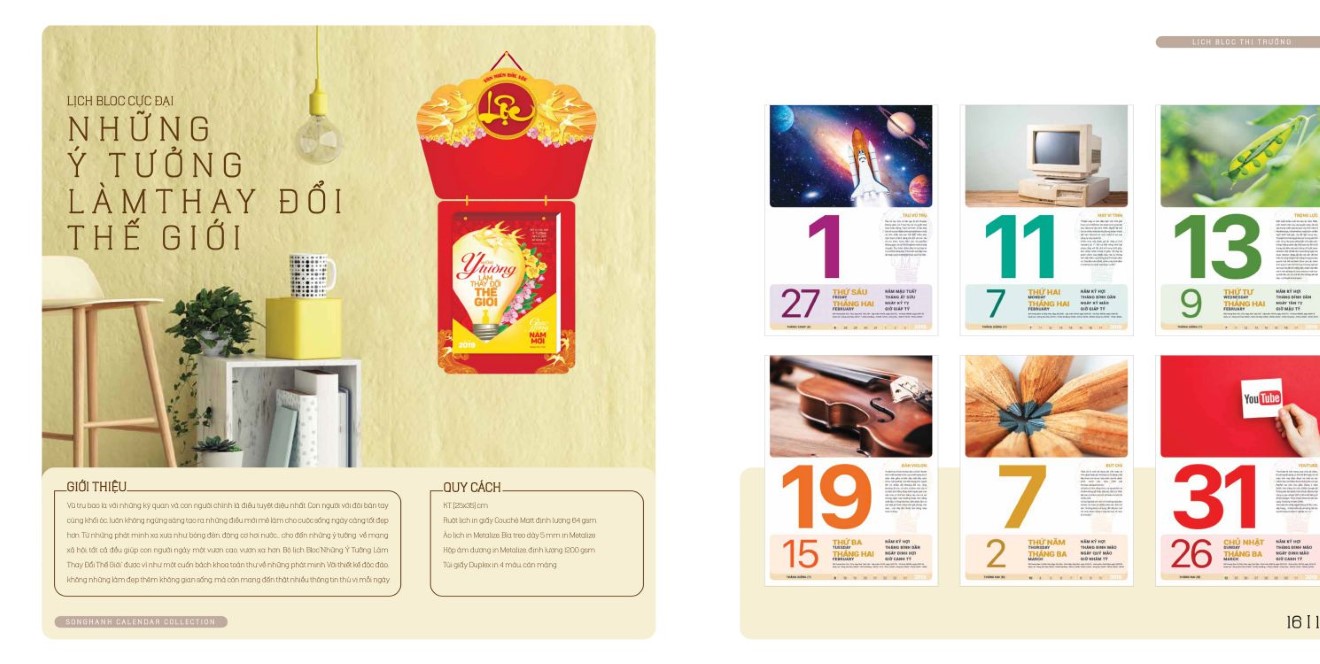 Đa dạng thiết kế in lịch treo tường 2019