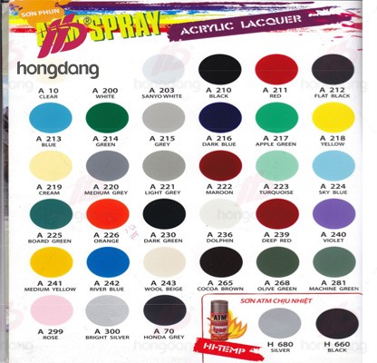 catalogue bảng màu
