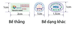 kích thước in tem bảo hành