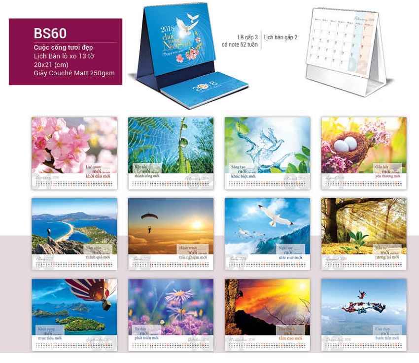lịch để bàn lò xo cuộc sống tươi đẹp