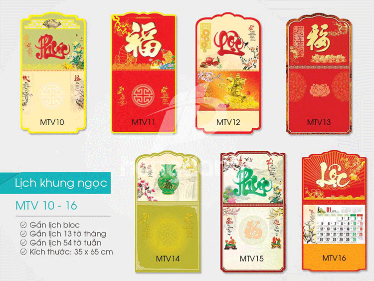 In lịch khung ngọc mang nét đẹp phú quý giàu sang