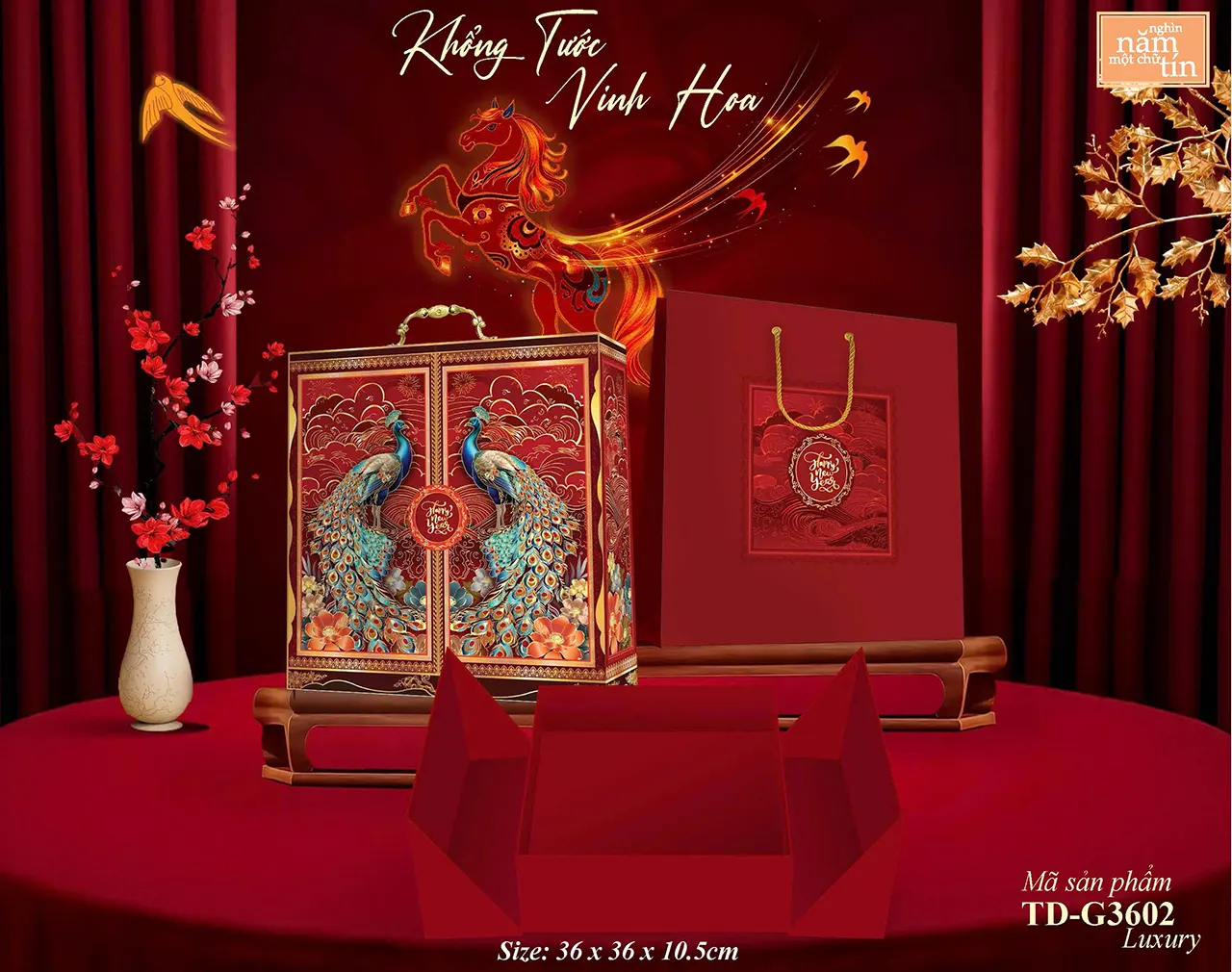 Hộp quà Tết 2026 cao cấp in ép kim vàng