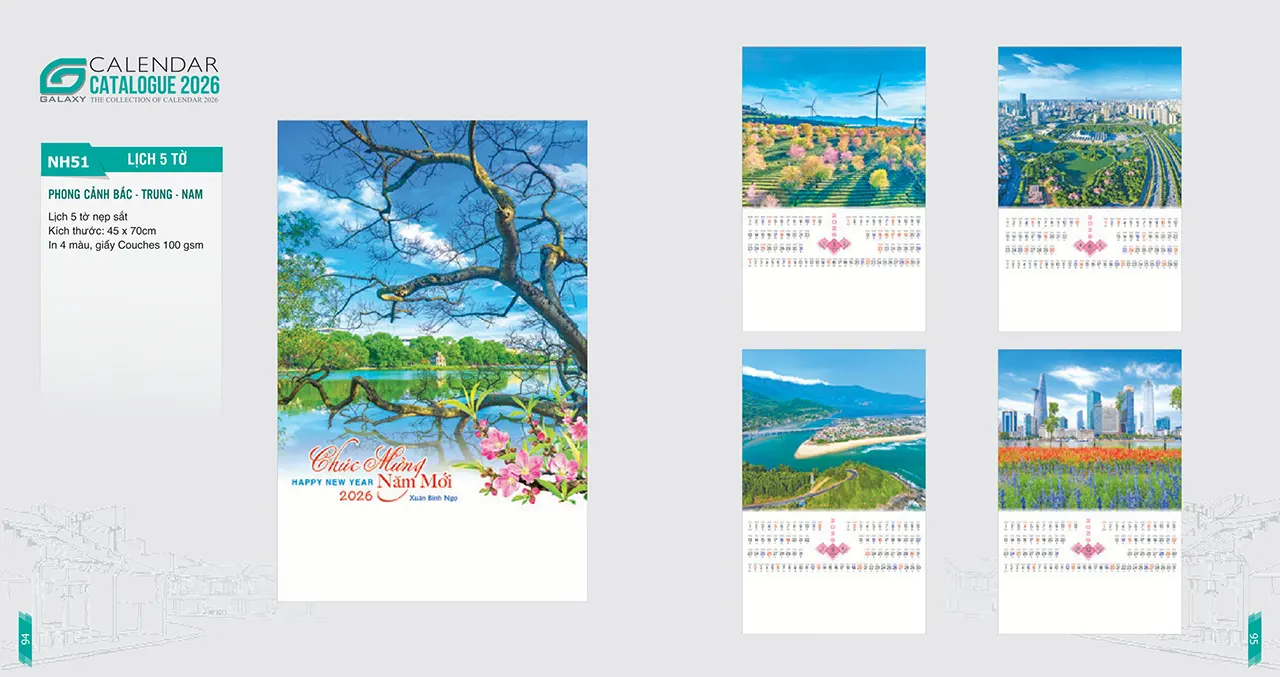 lịch nẹp thiếc 5 tờ 2026