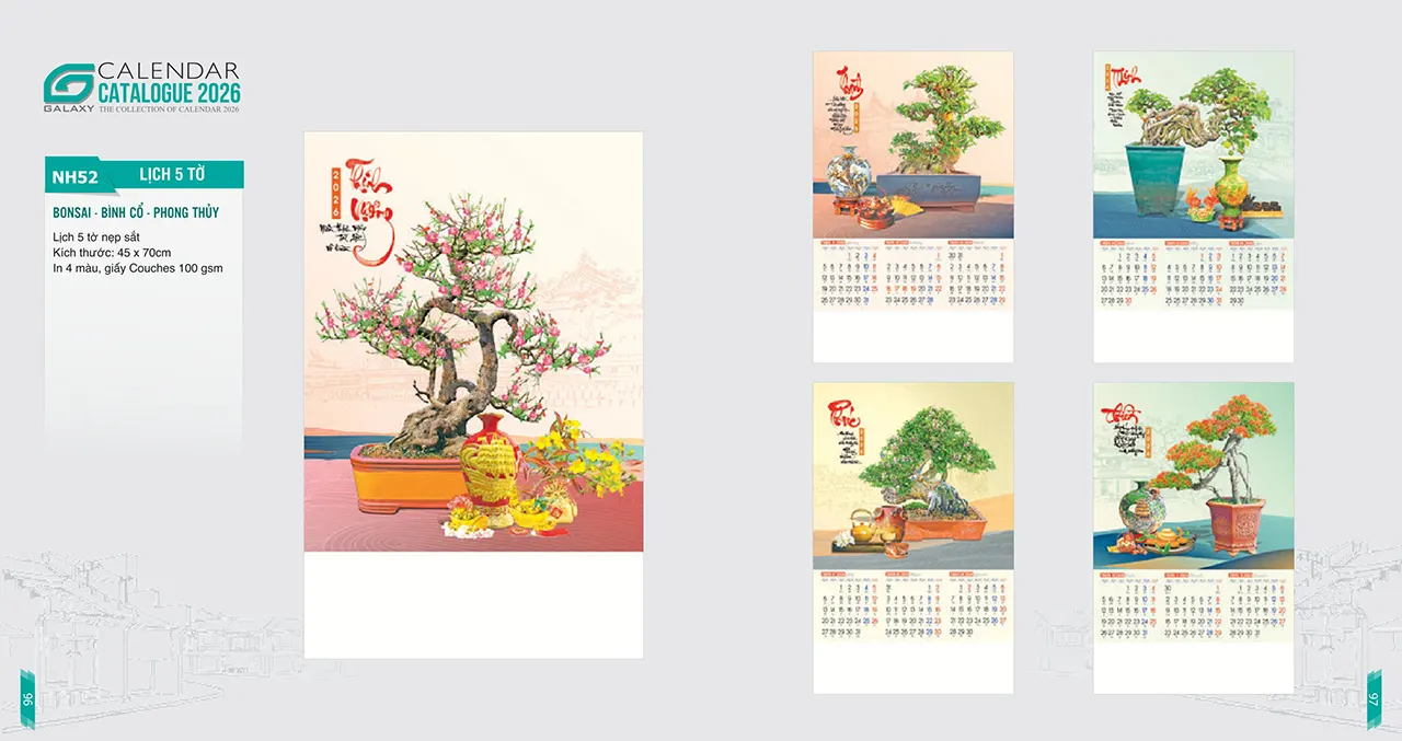 lịch nẹp thiếc 5 tờ