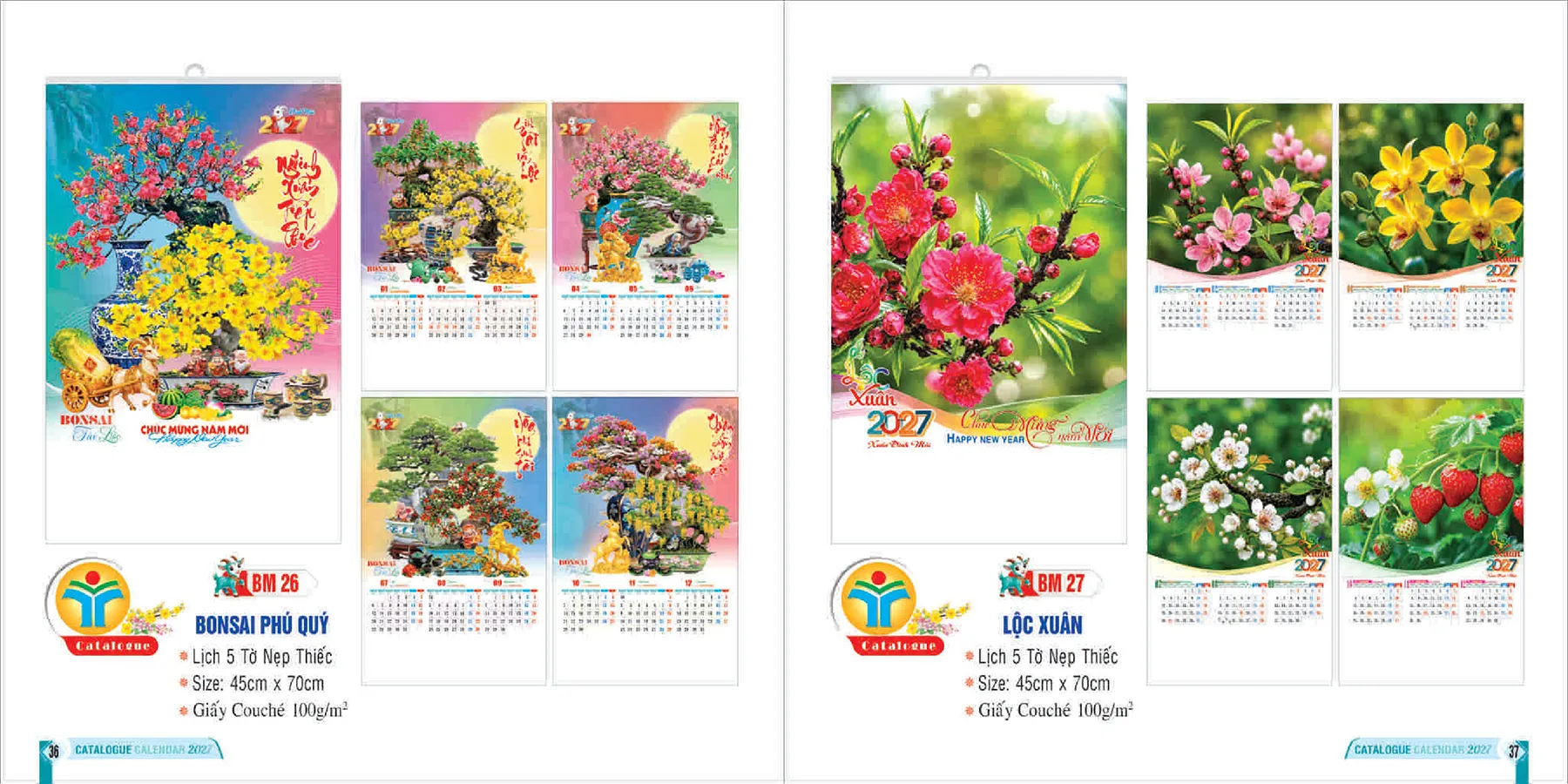 in lịch tường 5 tờ 2027