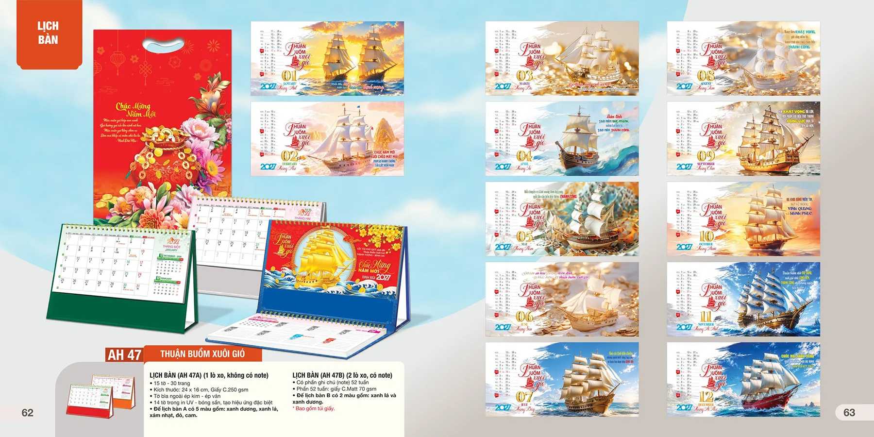Lịch để bàn chữ M Tết 2027