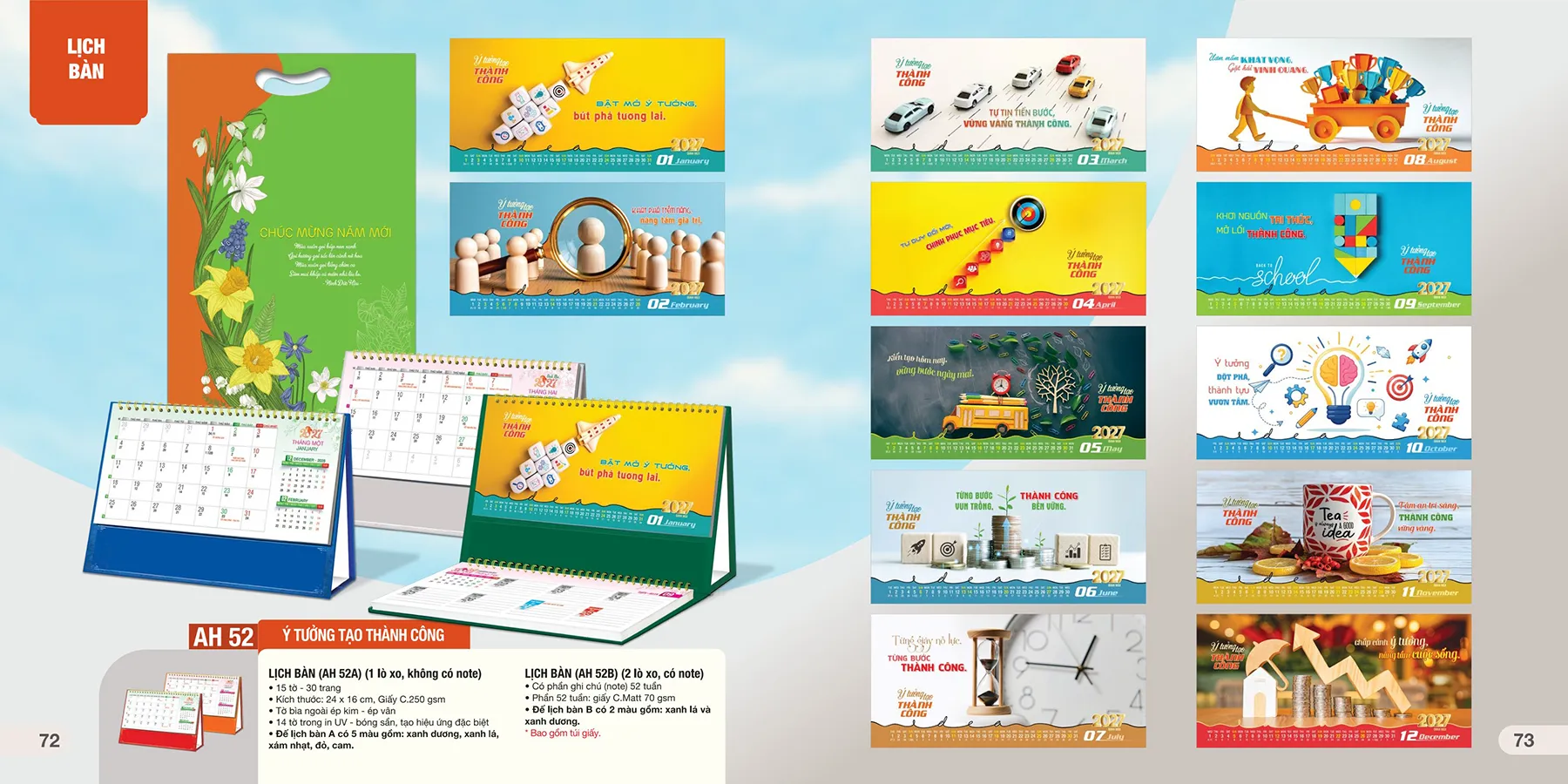 Lịch bàn chữ M 2027 in logo doanh nghiệp