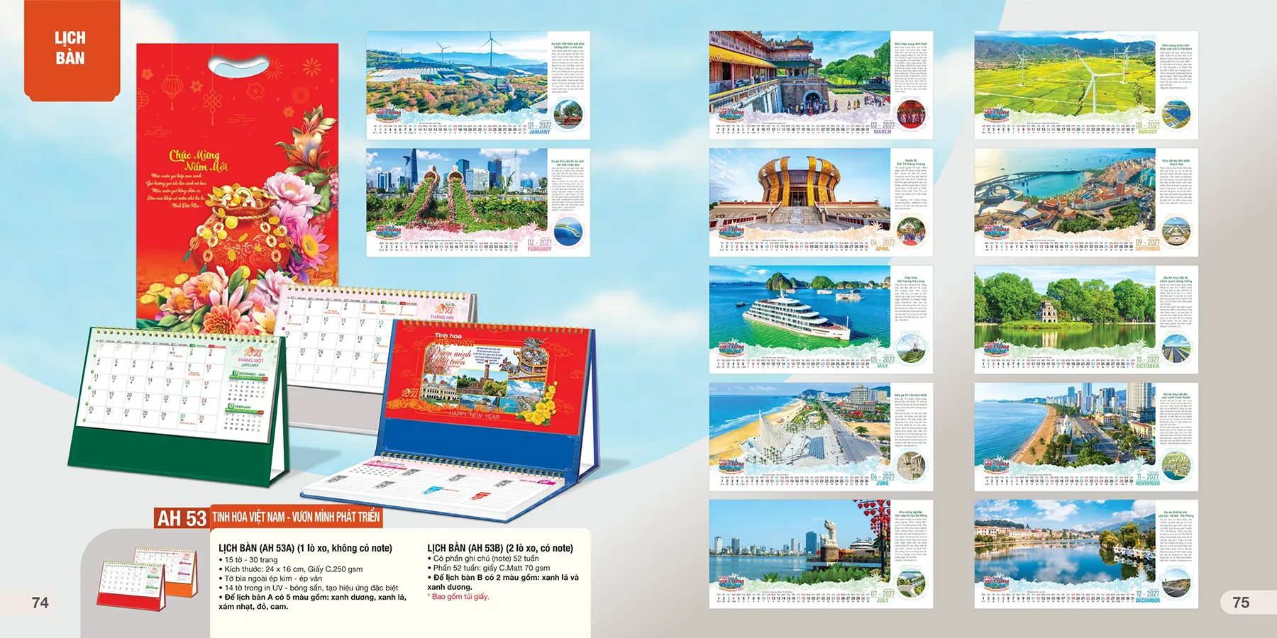 Mẫu lịch để bàn chữ M 2027 đẹp