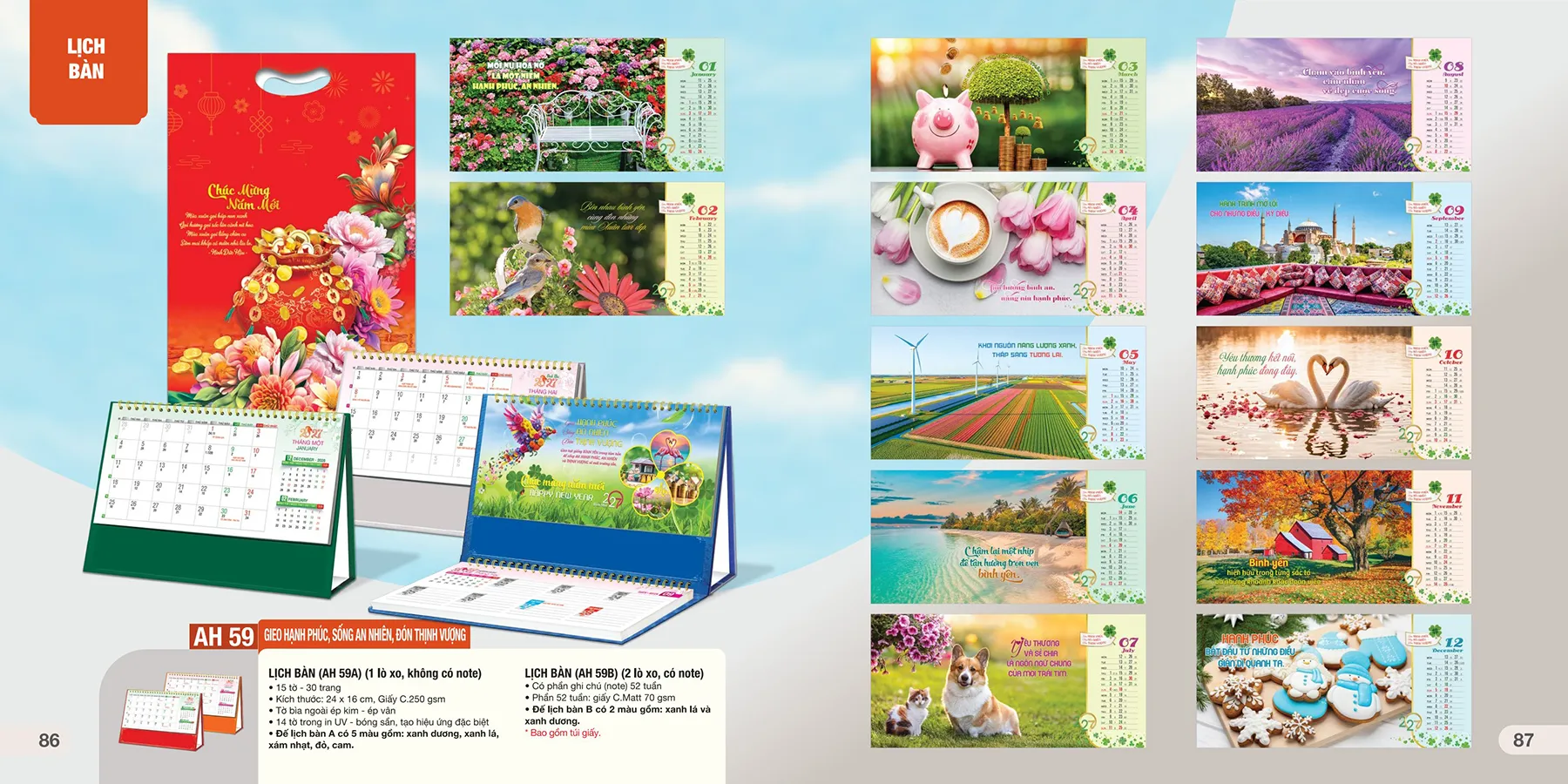 mẫu lịch bàn chữ M 2027 đẹp