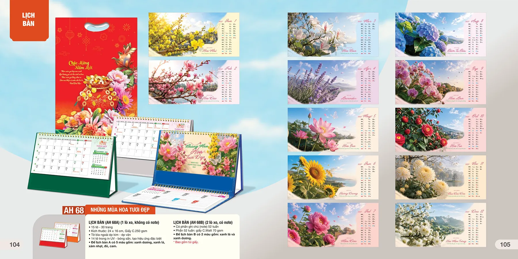 mẫu lịch bàn chữ M cao cấp