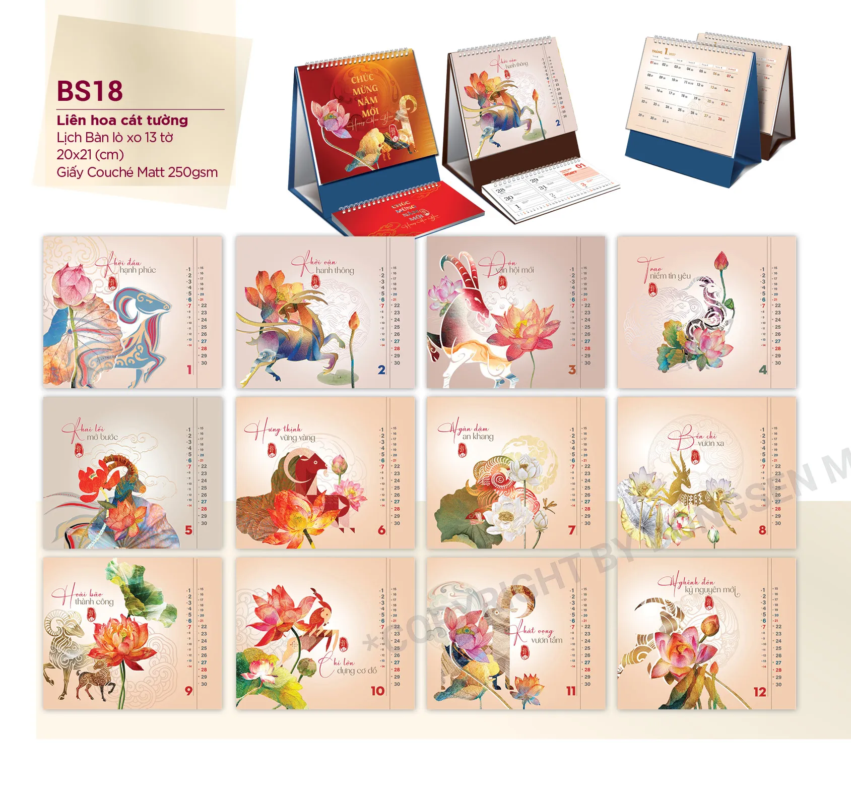Lịch để bàn chữ A Tết 2027