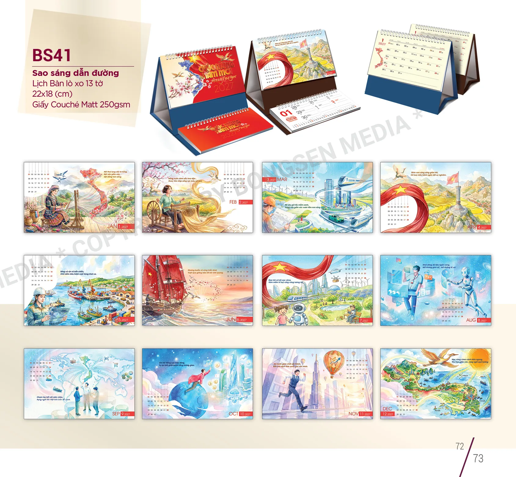 Lịch bàn chữ A 2027 quảng bá thương hiệu