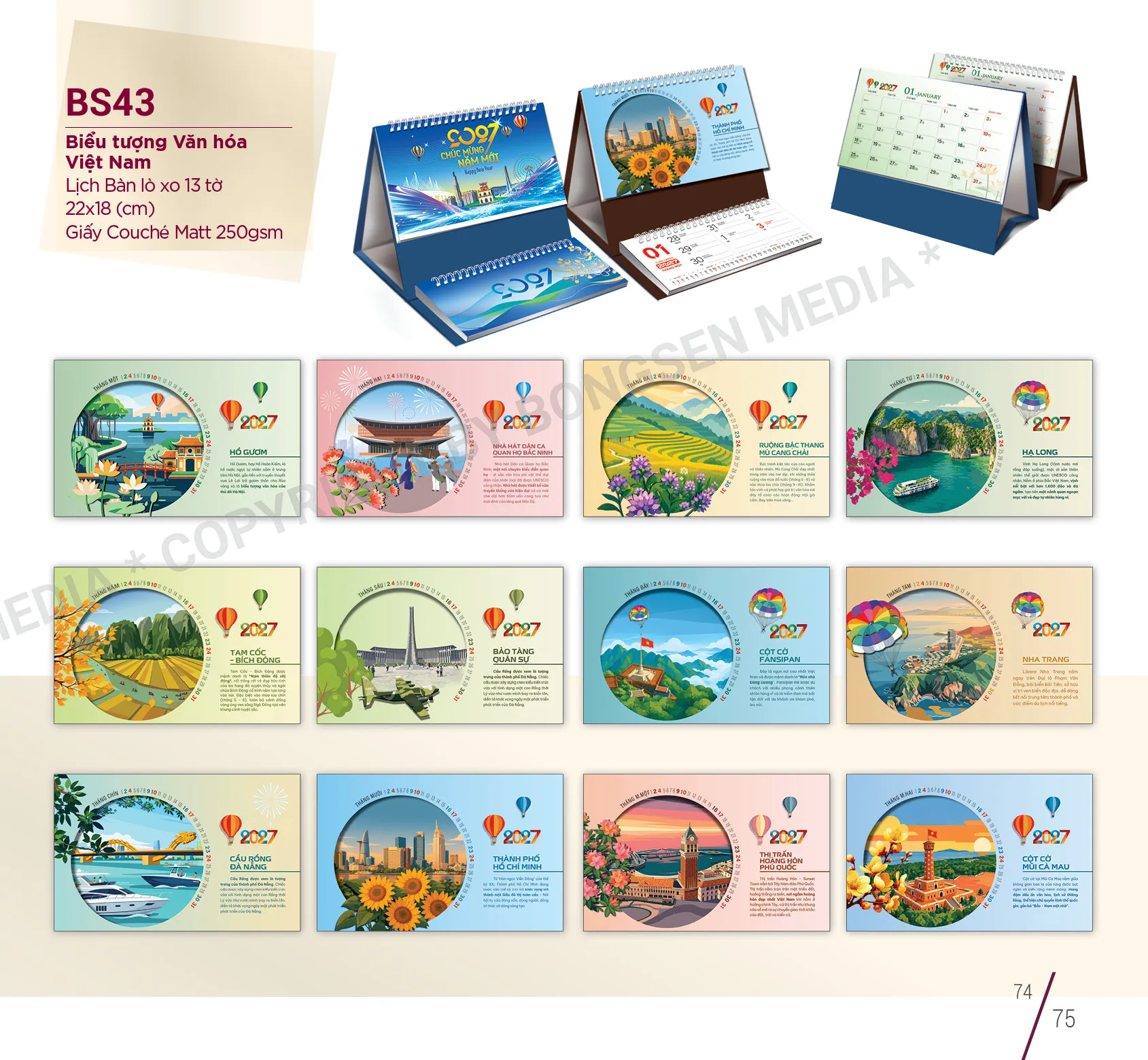 Lịch bàn chữ A 2027 dành cho doanh nghiệp