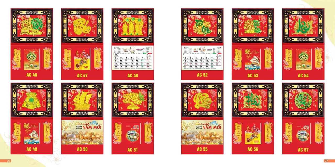 Thiết kế lịch khung ngọc 2026 in hình đẹp, màu sắc sắc nét