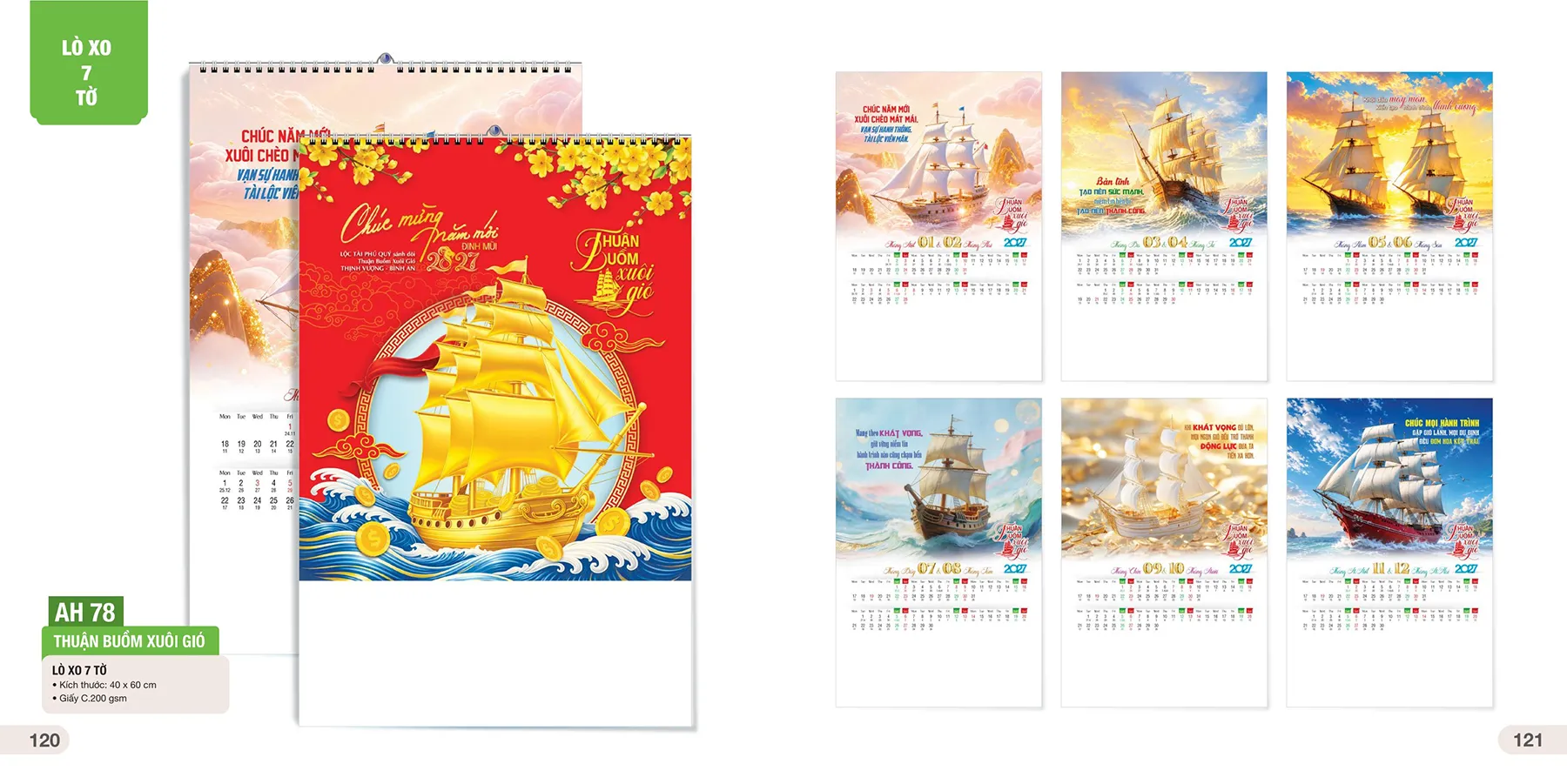 Lịch tường 7 tờ đóng lò xo 2027