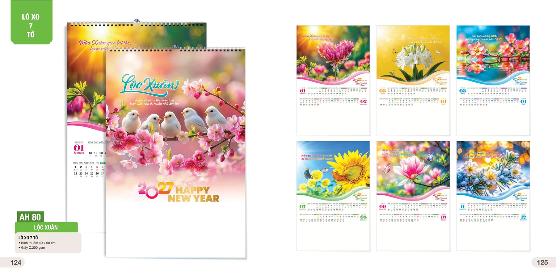 Lịch lò xo 7 tờ 2027 in logo doanh nghiệp