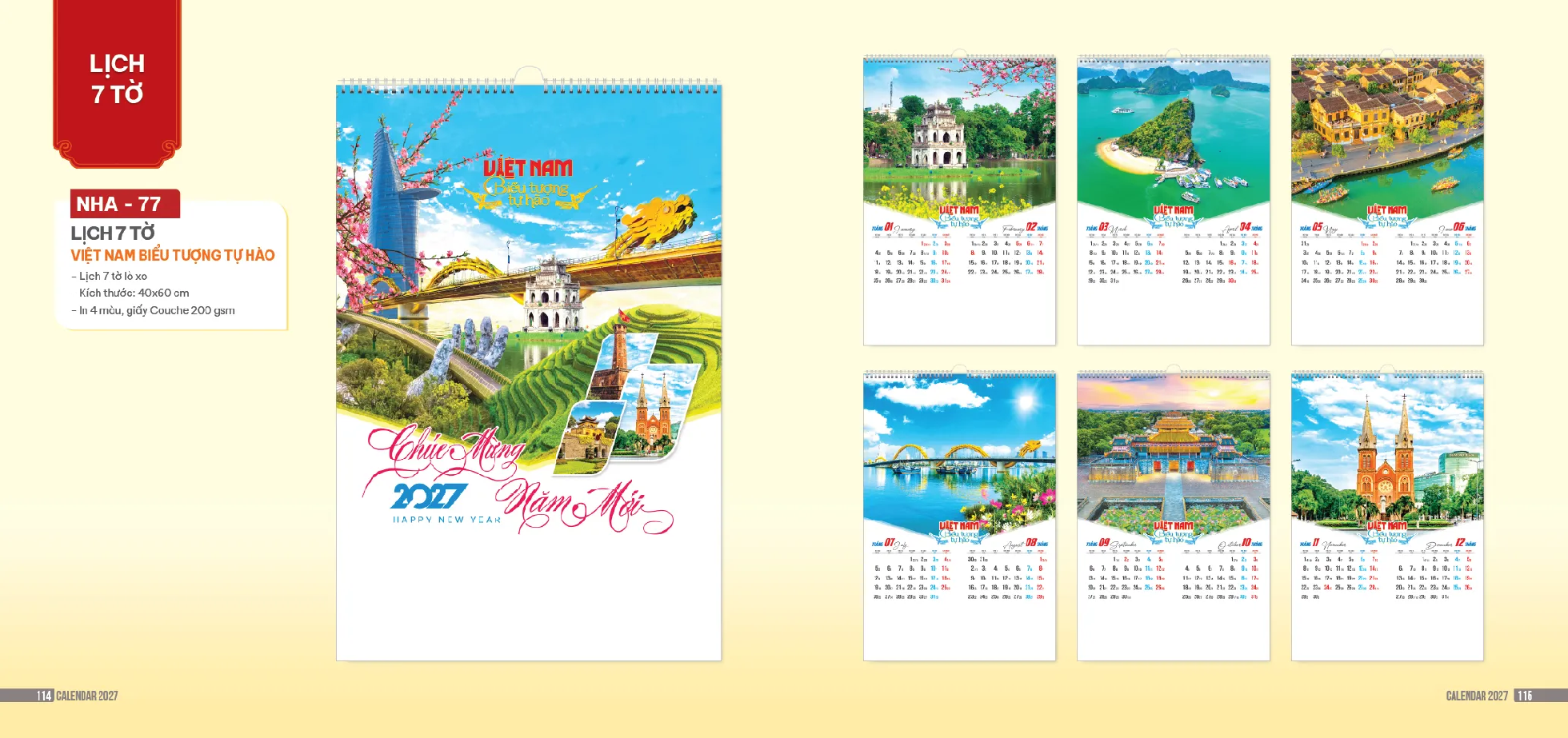 Lịch 7 tờ 2027 mã NHA cho doanh nghiệp