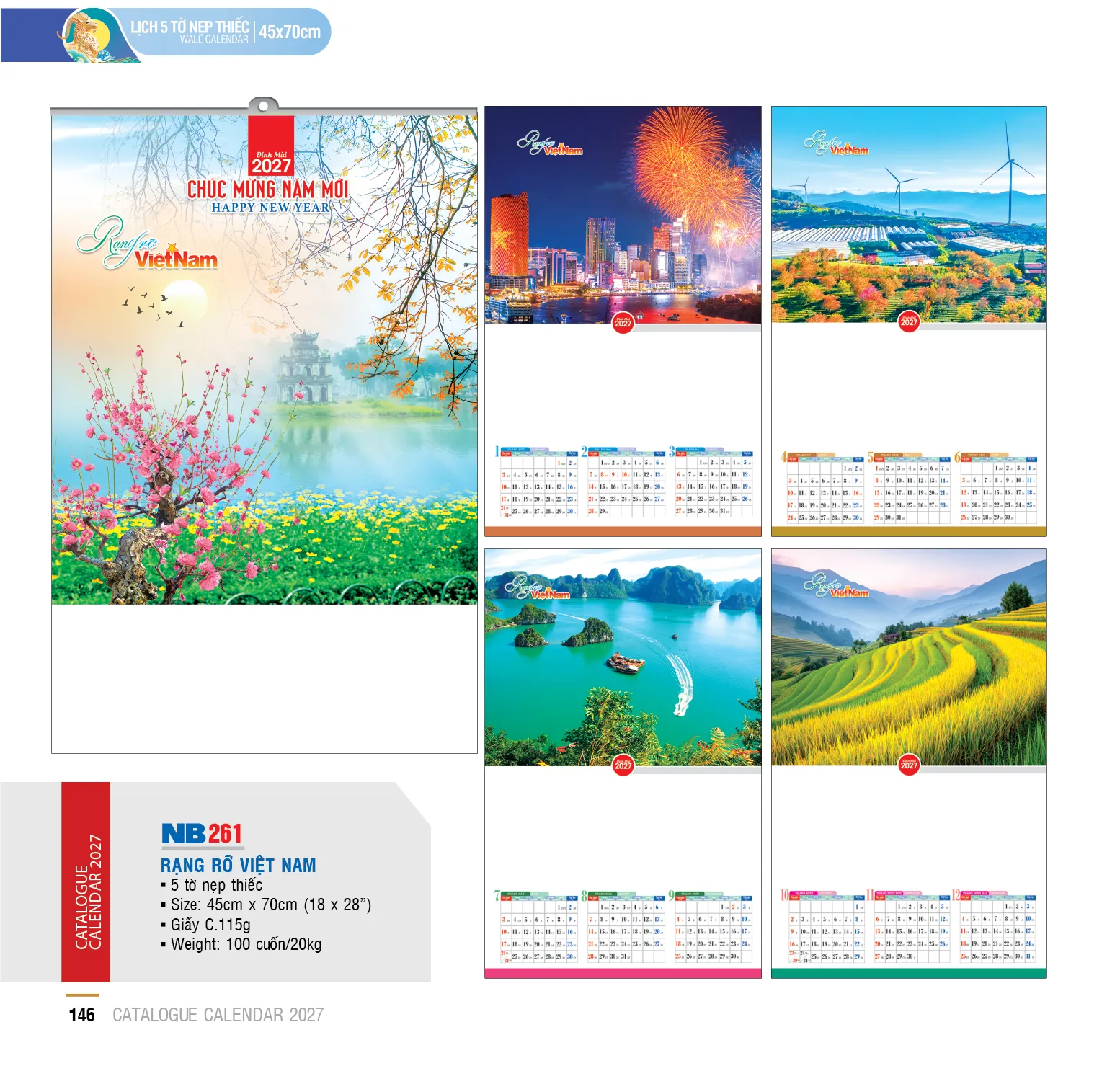lịch nẹp thiếc 5 tờ 2027