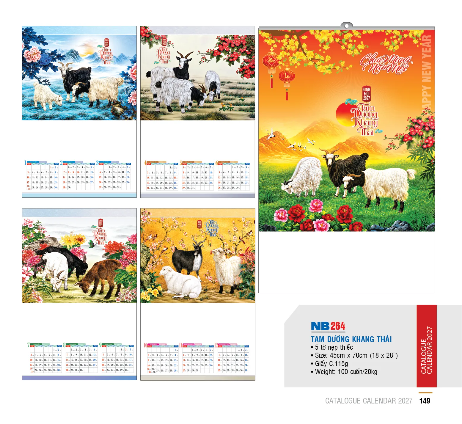 mẫu lịch nẹp thiếc 5 tờ 2027