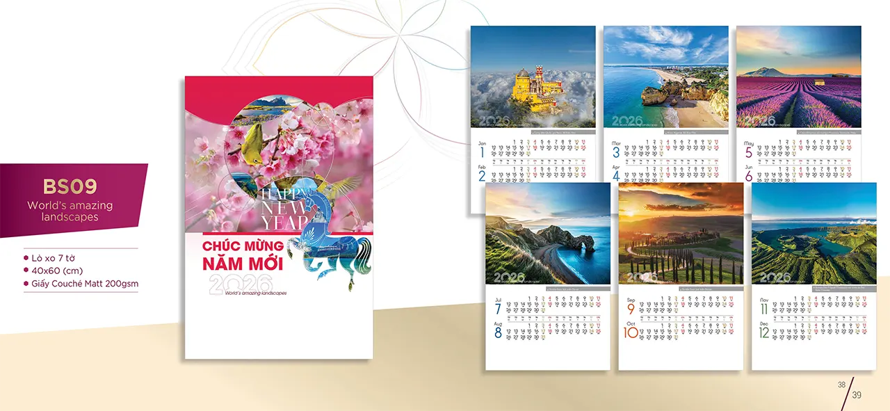in lịch tết 7 tờ