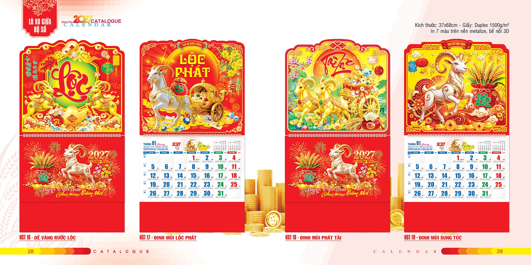 Mẫu lịch lò xo giữa 2027 đẹp và sang trọng